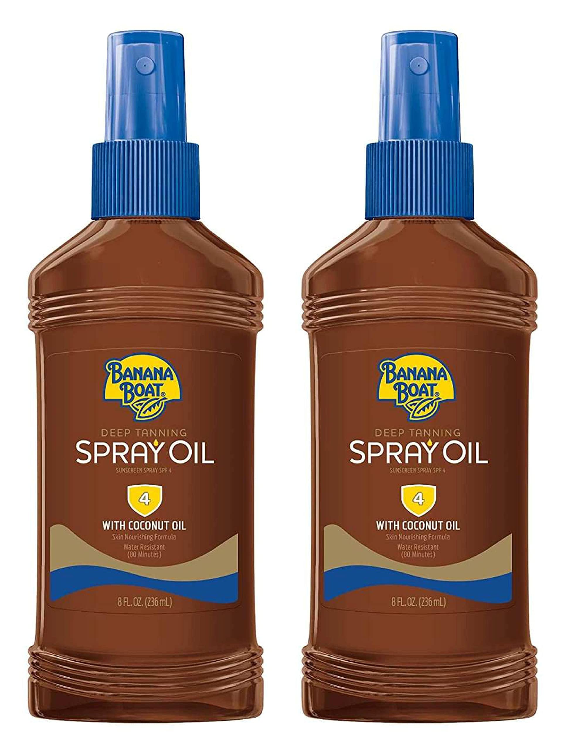 Banana Boat Deep Tanning SPF 4 spray pump delivers coconut-infused moisture.