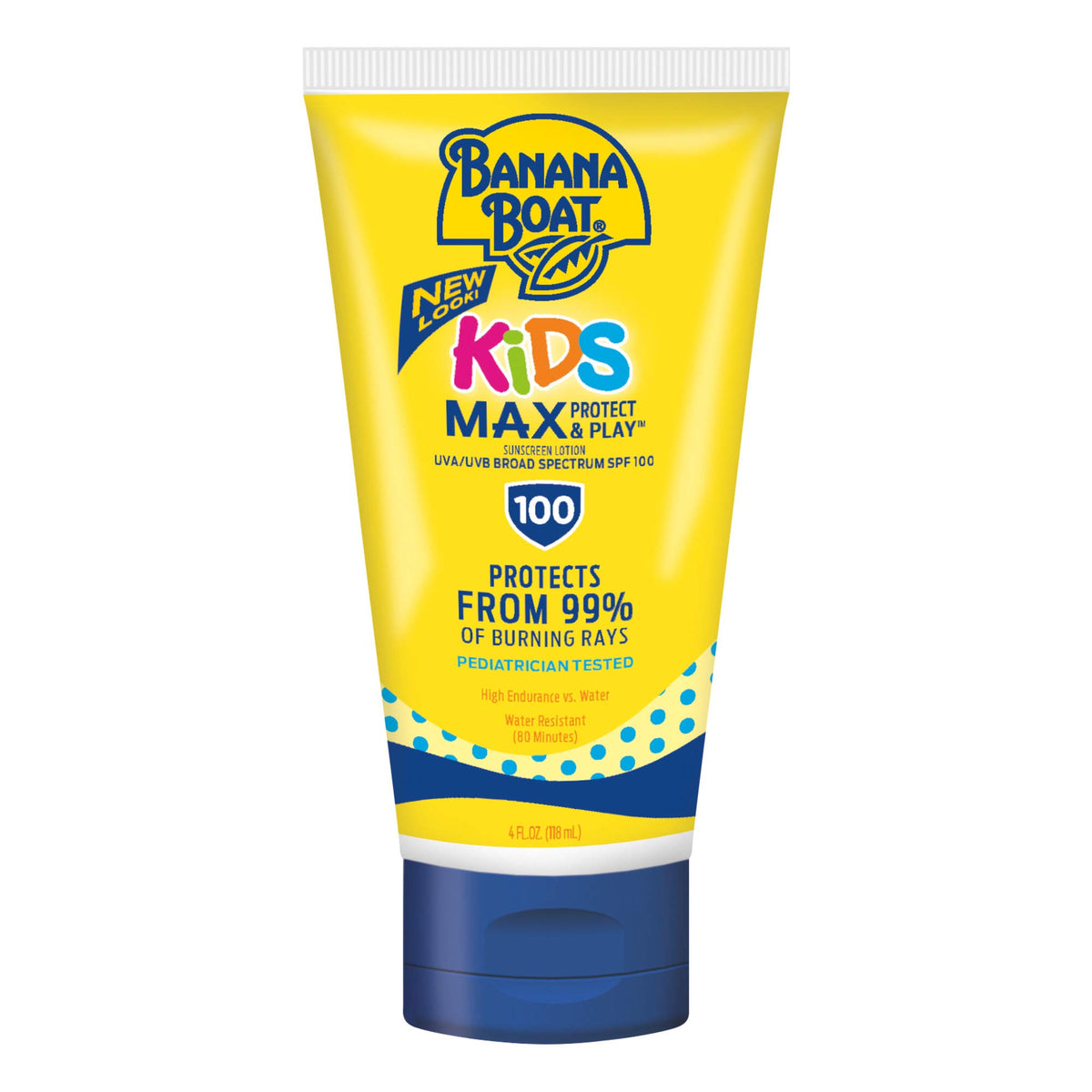 Banana Boat Kids SPF100 - Bouteille de crème solaire visible, protection élevée