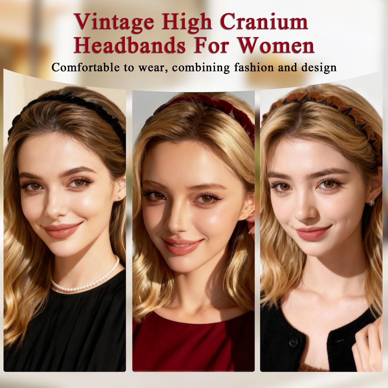 Bandeau velours doux, confort longue durée.