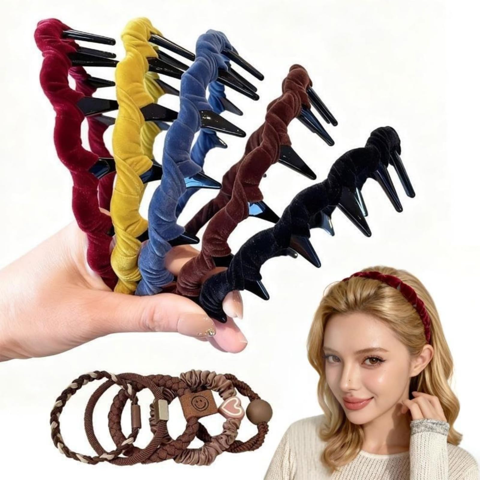 Bandeaux ZigZag denté anti-glissement, maintien fiable pour cheveux.