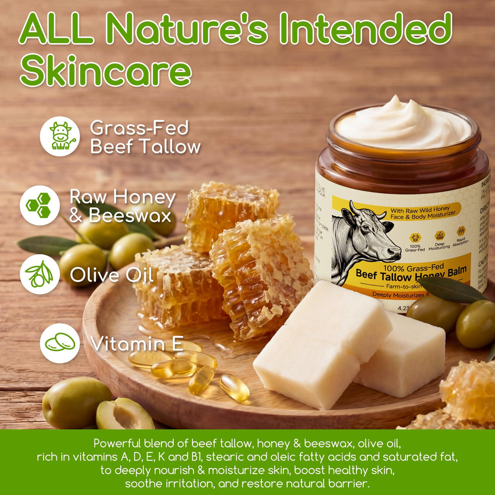 Bandolera ingrédients naturels — tallow boeuf miel olive pour soin doux.