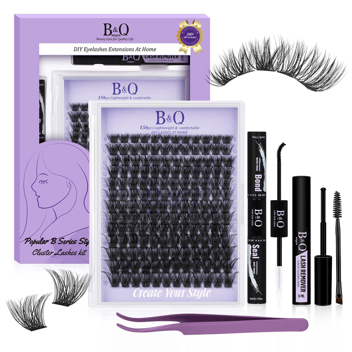 Le kit B&Qaugen B02 offre des ensembles cils-naturels pour un regard dense.