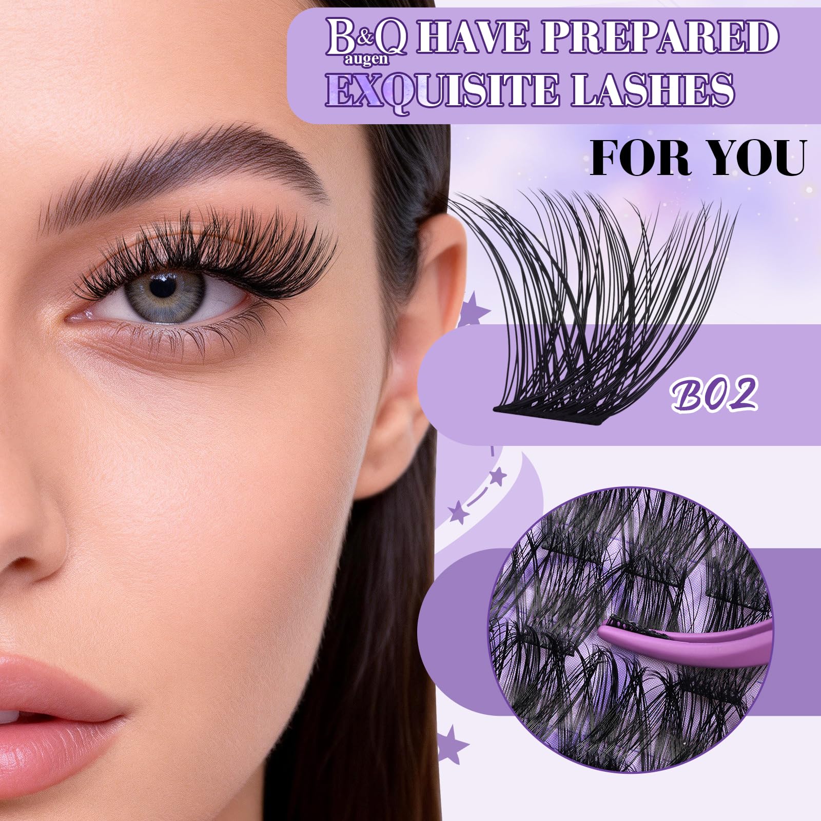 B&Qaugen B02: longueurs-diverses-cils pour personnaliser le look.
