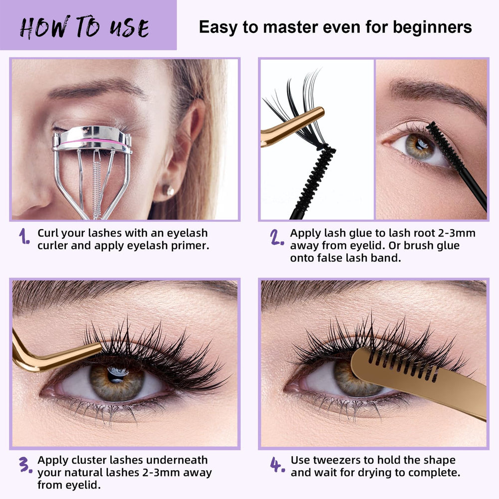 B&Qaugen compatibilite-cils-differents: convient aux grappes, faux cils et bandes.