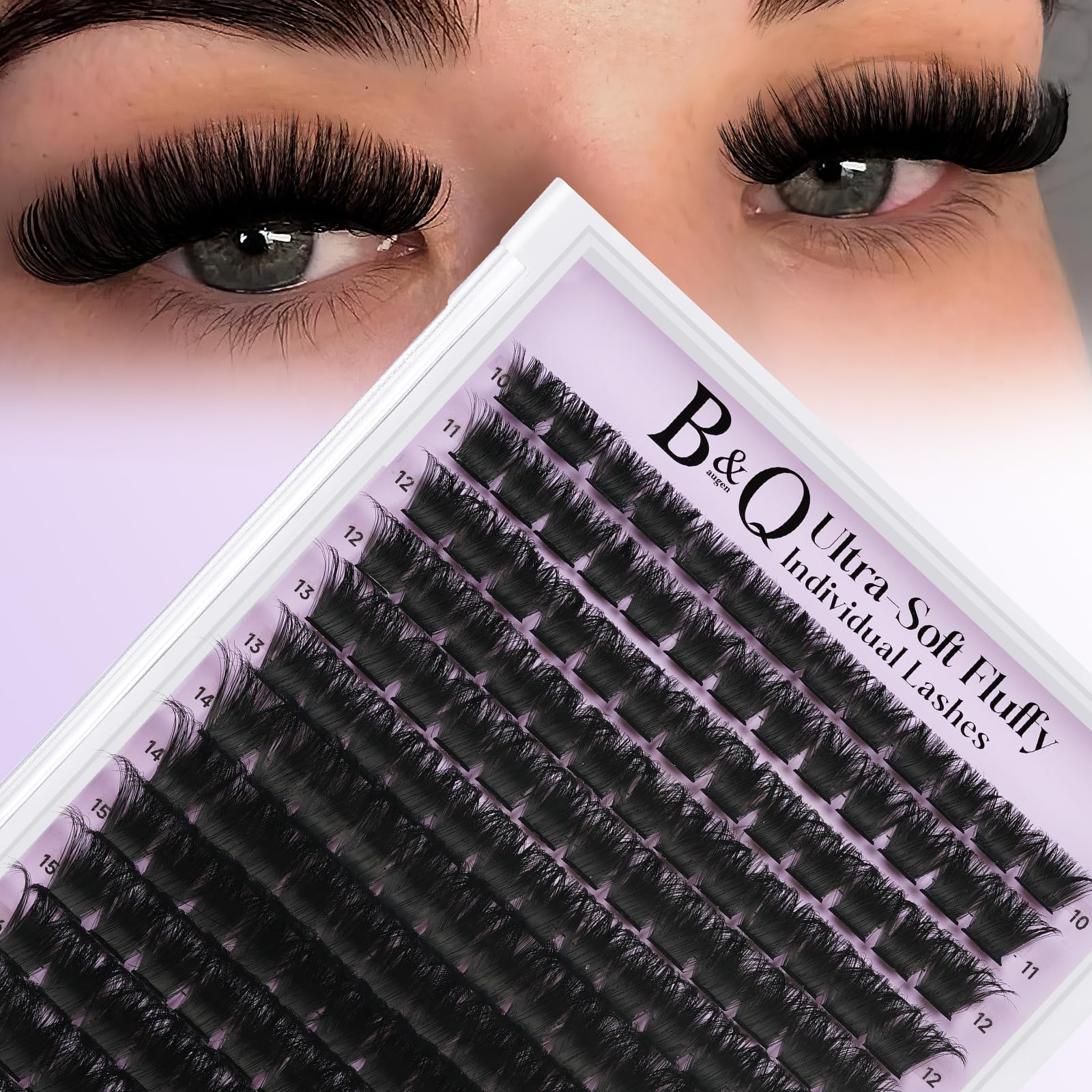 B&Qaugen extensions cils 200D D-Curl pour un regard volumineux et naturel.
