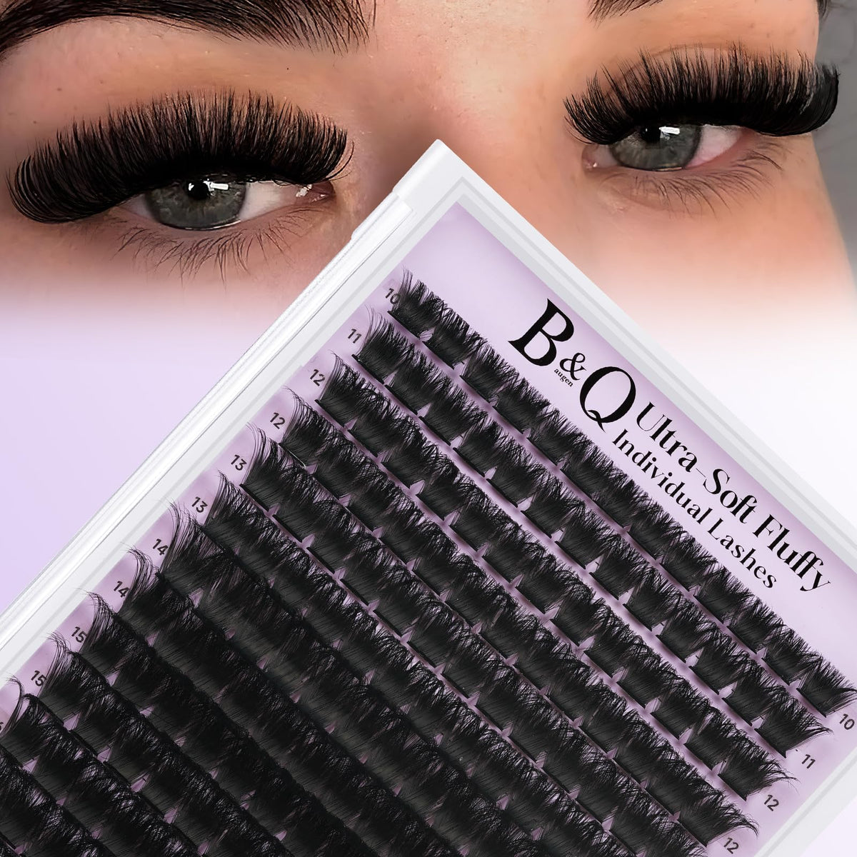 B&Qaugen extensions cils 200D D-Curl pour un regard volumineux et naturel.