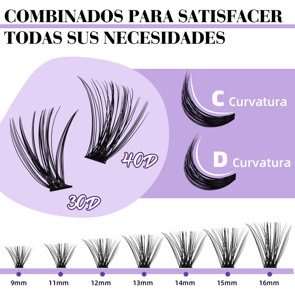 B&Qaugen Lash Clusters Kit: application précise avec pince pour un regard naturel.