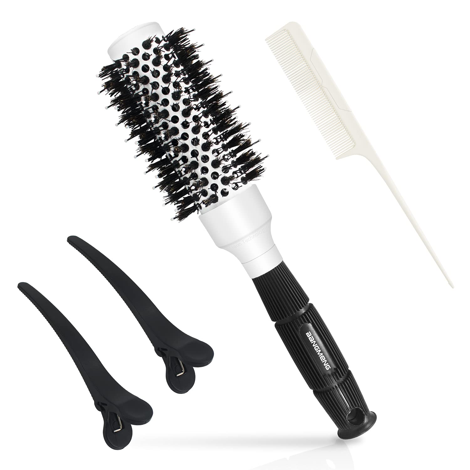 BangMENG brosse ronde 2,54 po avec poils et barillet 1,3 po pour démêlage doux