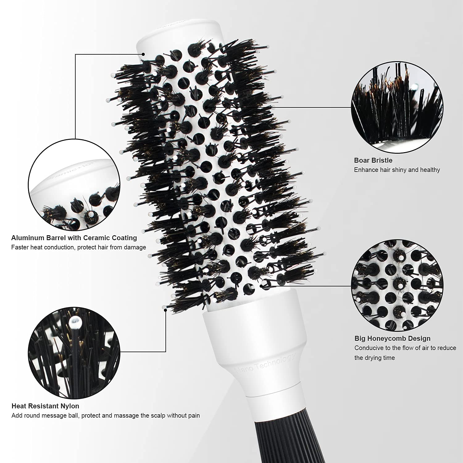 BangMENG brosse ronde barillet capless pour séchage sans accrocs