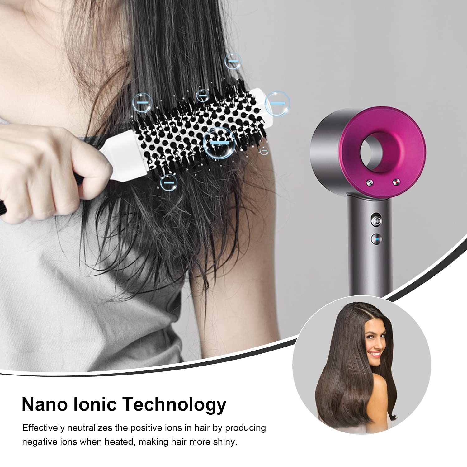 BangMENG brosse ronde adaptée à tous types de cheveux pour styling