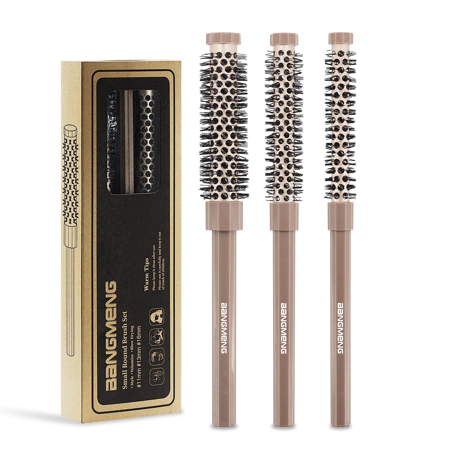 Ensemble BANGMENG de brosses rondes mini pour donner du volume aux racines et à la frange.