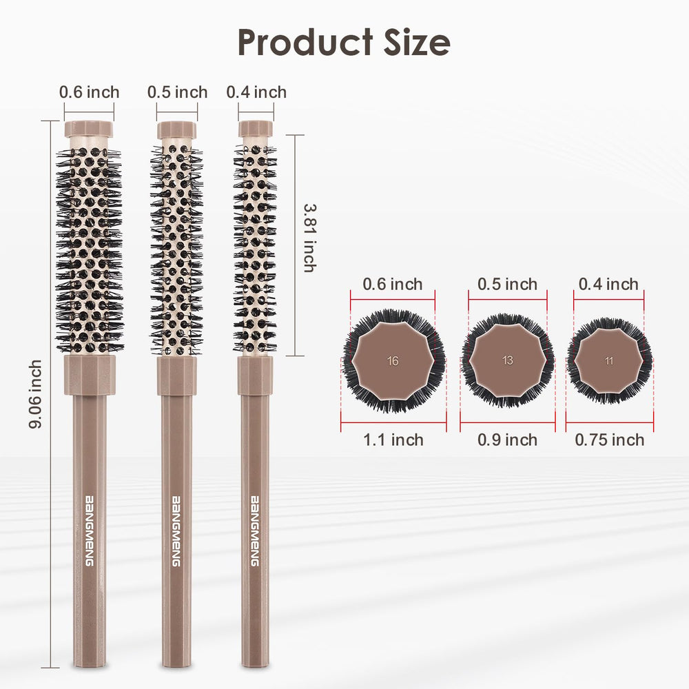 BANGMENG brosse ronde mini 0,5 pouce pour coiffage rapide au sèche-cheveux.