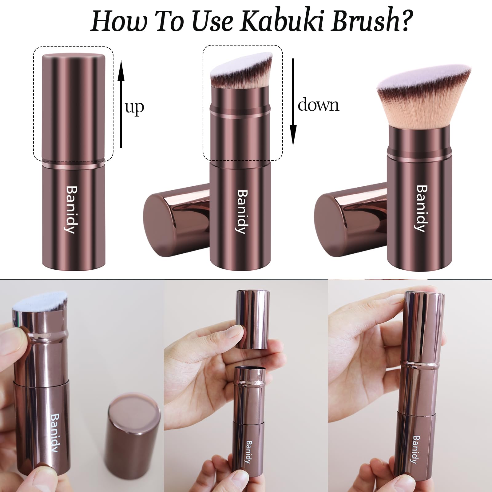Banidy Kabuki rétractable design élégant, facile à nettoyer et durable.