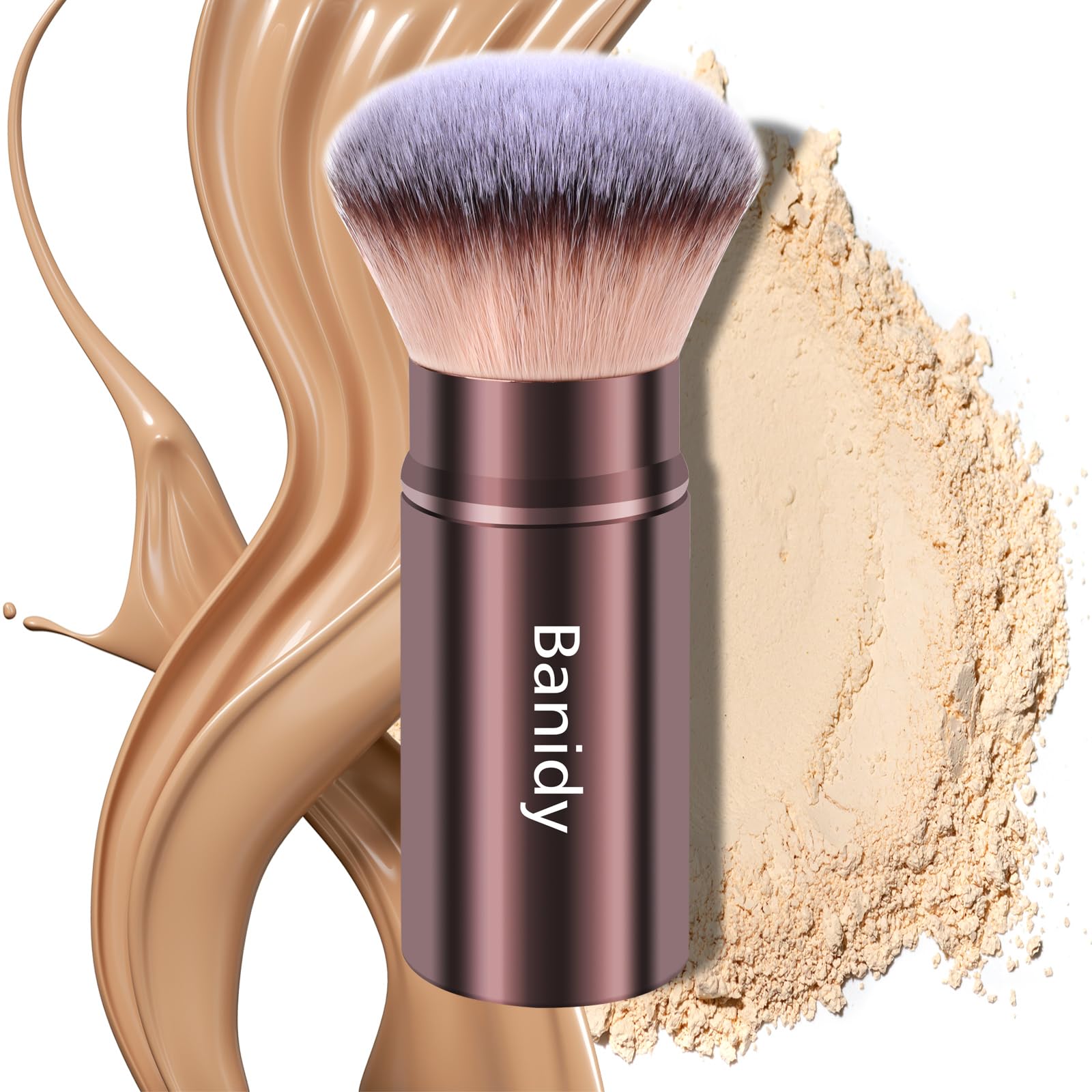 Banidy pinceau Kabuki rétractable portable pour maquillage en déplacement
