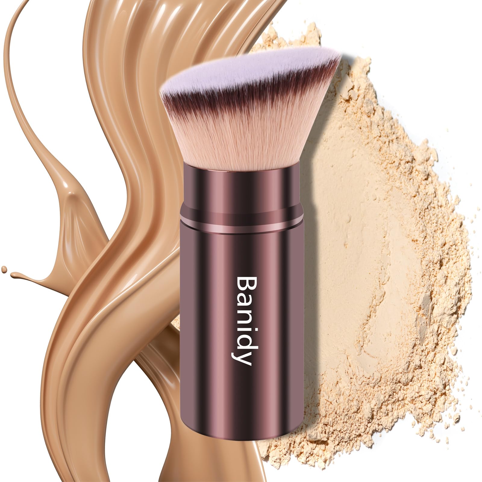 Banidy Kabuki rétractable pour le visage, idéal pour un fond de teint fluide et fini naturel.