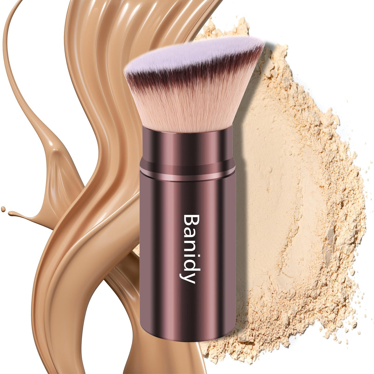 Banidy Kabuki rétractable pour le visage, idéal pour un fond de teint fluide et fini naturel.