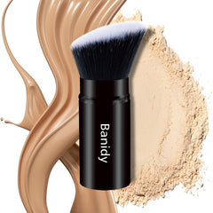 Pinceau Banidy Kabuki rétractable prêt pour fond de teint et poudre.