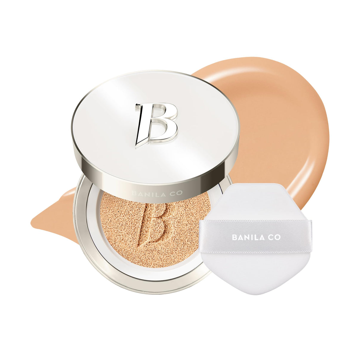 Banila Co Covericious Ultimate Cushion dans son compact, application facile pour un teint uniforme.