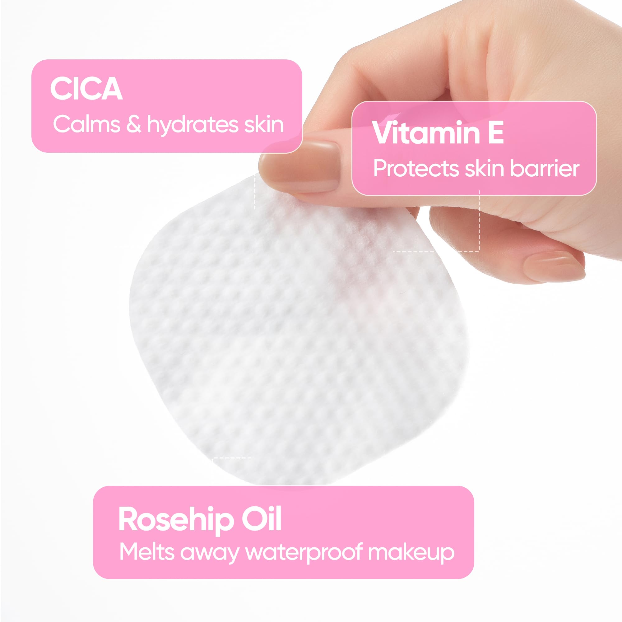 Démaquillage efficace du maquillage imperméable des yeux et lèvres.