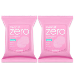 Lingettes BANILA CO démaquillant yeux et lèvres 2-en-1, pratiques et douces.