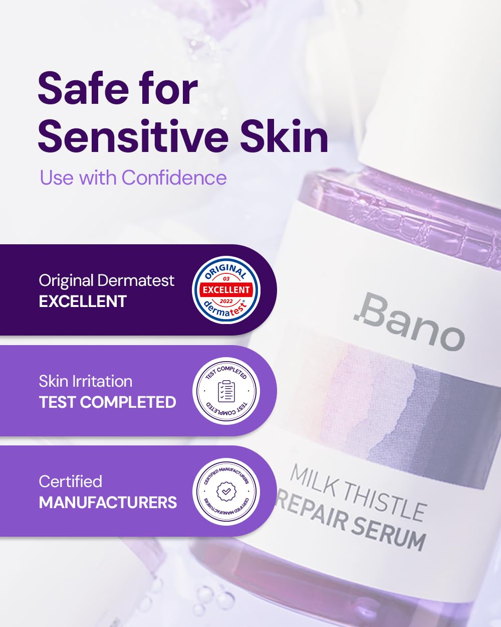 Sérum Bano sans parfum, adapté peaux sensibles.