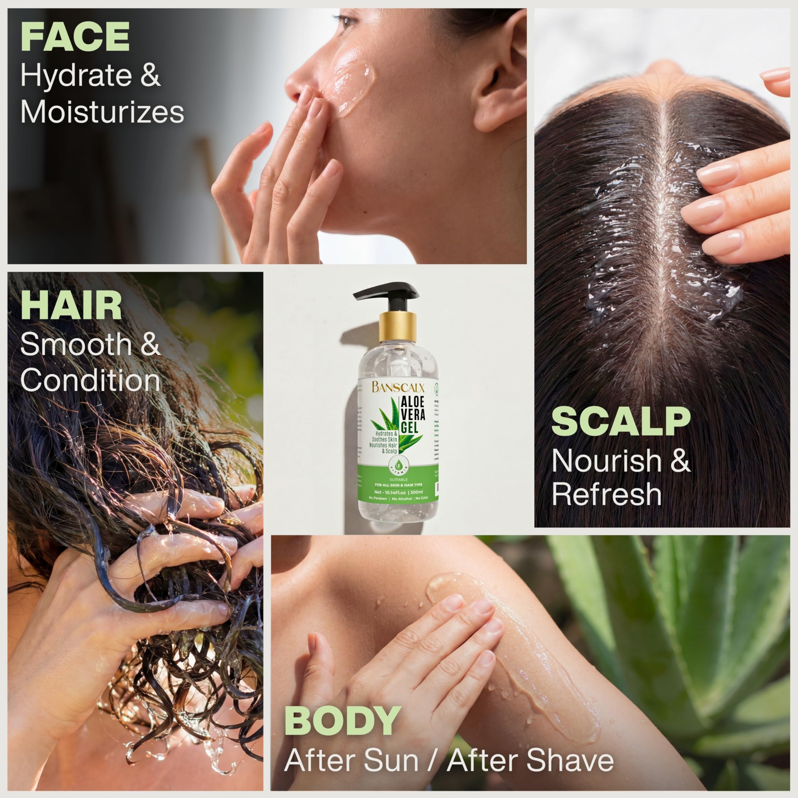 BANSCALX Gel Aloe Vera après soleil offre hydratation et fraîcheur.