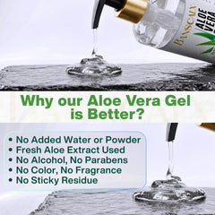 BANSCALX Gel Aloe Vera sur cheveux et cuir chevelu pour hydratation naturelle.