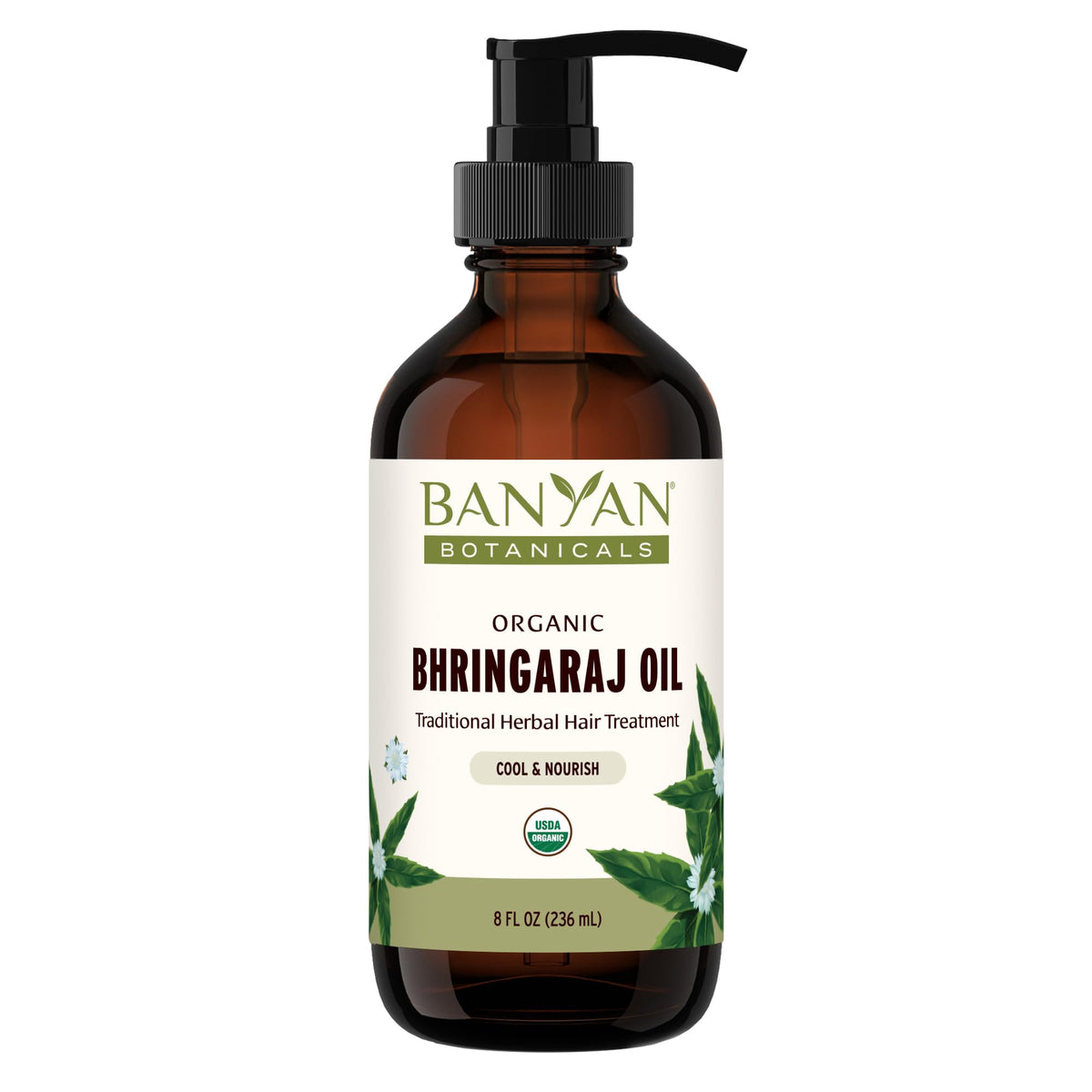 Banyan Botanicals huile Bhringaraj flacon 8 onces couleur ambre prête à usage capillaire