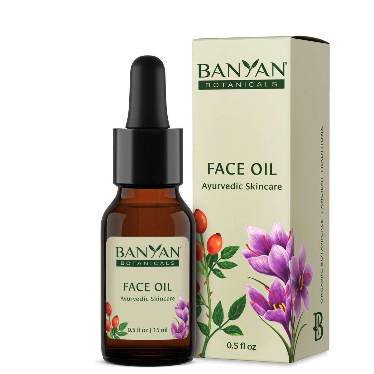 Banyan Botanicals Face Oil, bouteille, hydratation nourrissante pour la peau.