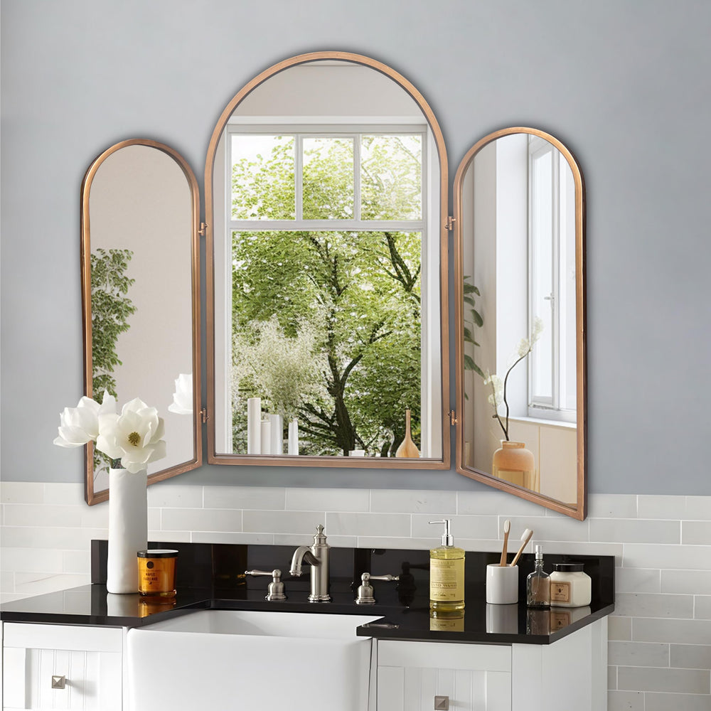 BAODANFU Miroir pliant trois volets, pratique pour coiffage et rasage rapide.