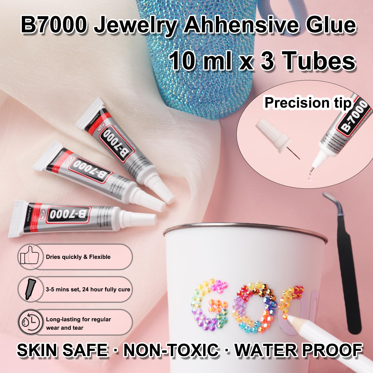 Baoyaalin colle B7000 10ml sèche clair et offre une adhérence durable.
