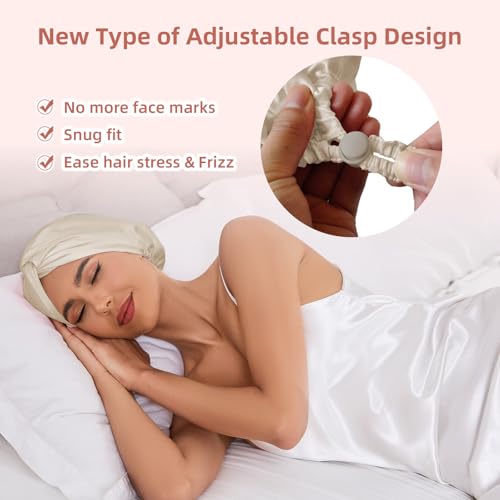 Baqzqudnl bonnet double couche satin, protège les cheveux contre les frottements nocturnes.