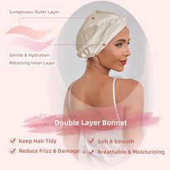 Baqzqudnl bonnet satin de soie, lutte contre les frisottis et les nœuds nocturnes.