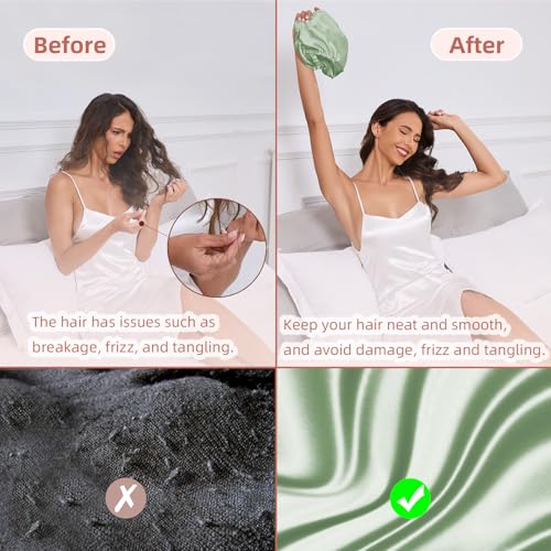 Baqzqudnl bonnet soie vert, allure luxueuse pour le coucher.