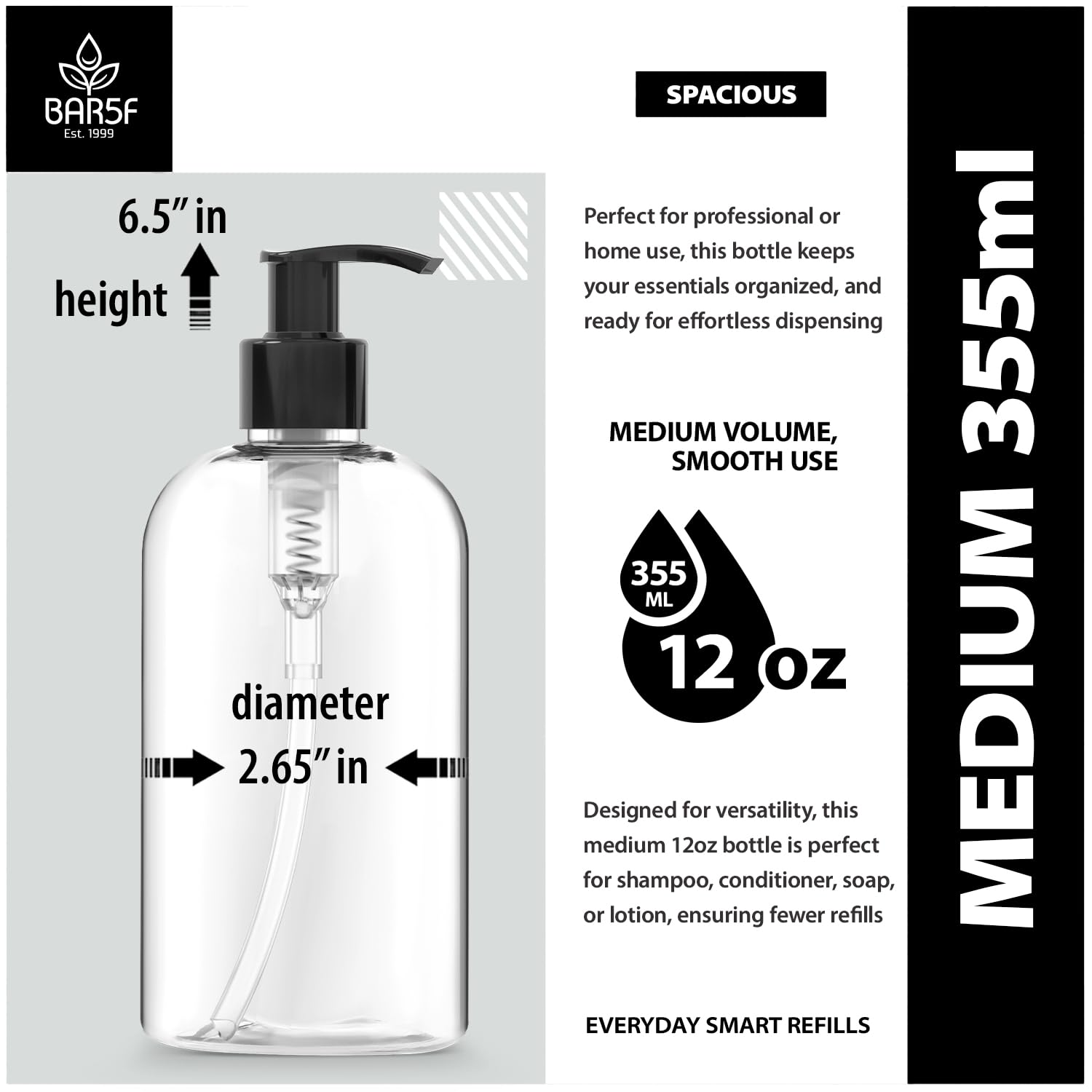 Bar5F bouteille pompe pour shampooing et gel douche, rangement élégant