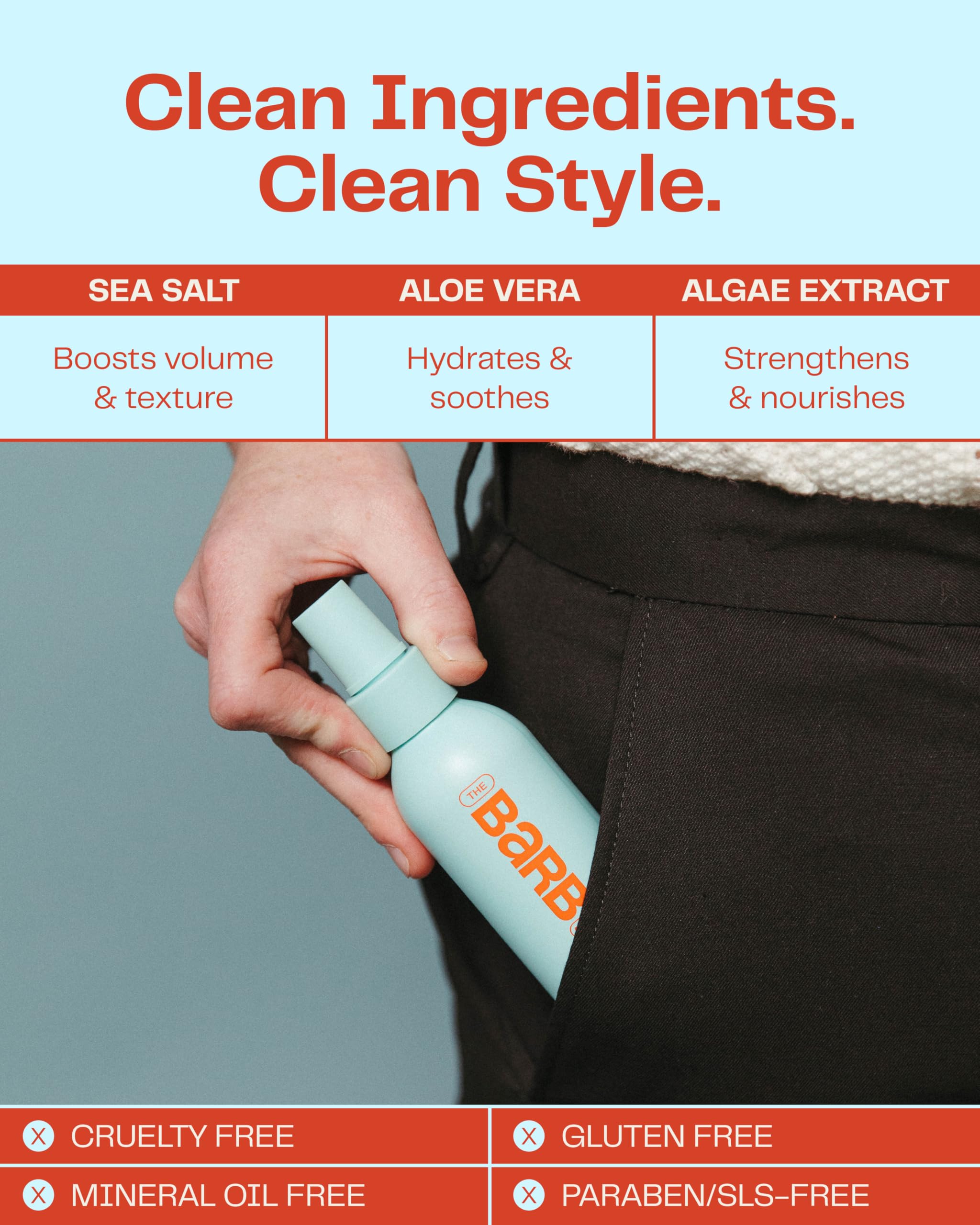 Barb Shop Sea Salt Spray maintien léger sans lourdeur.