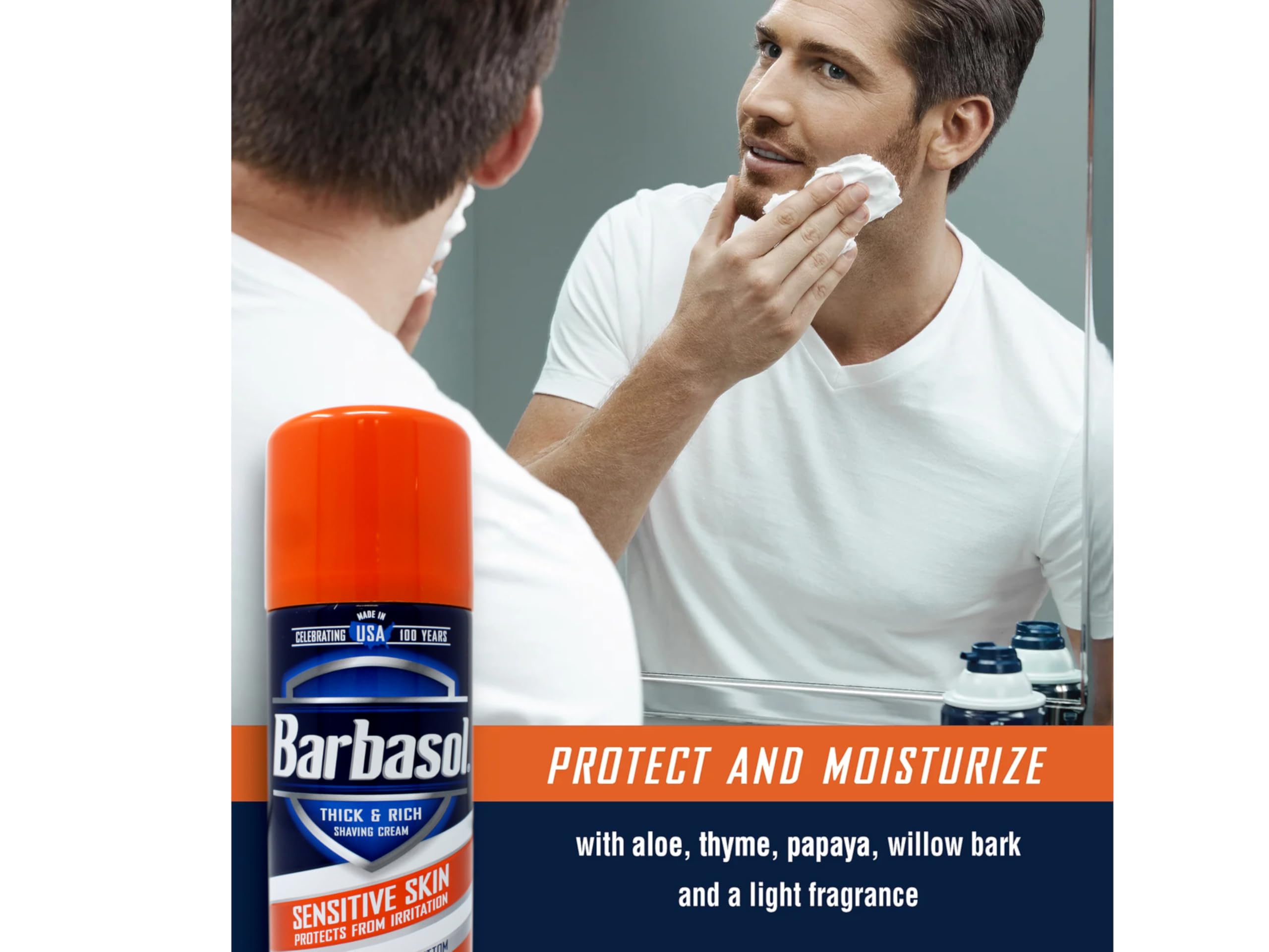 Rinçage rapide après application Barbasol, étape sans effort.