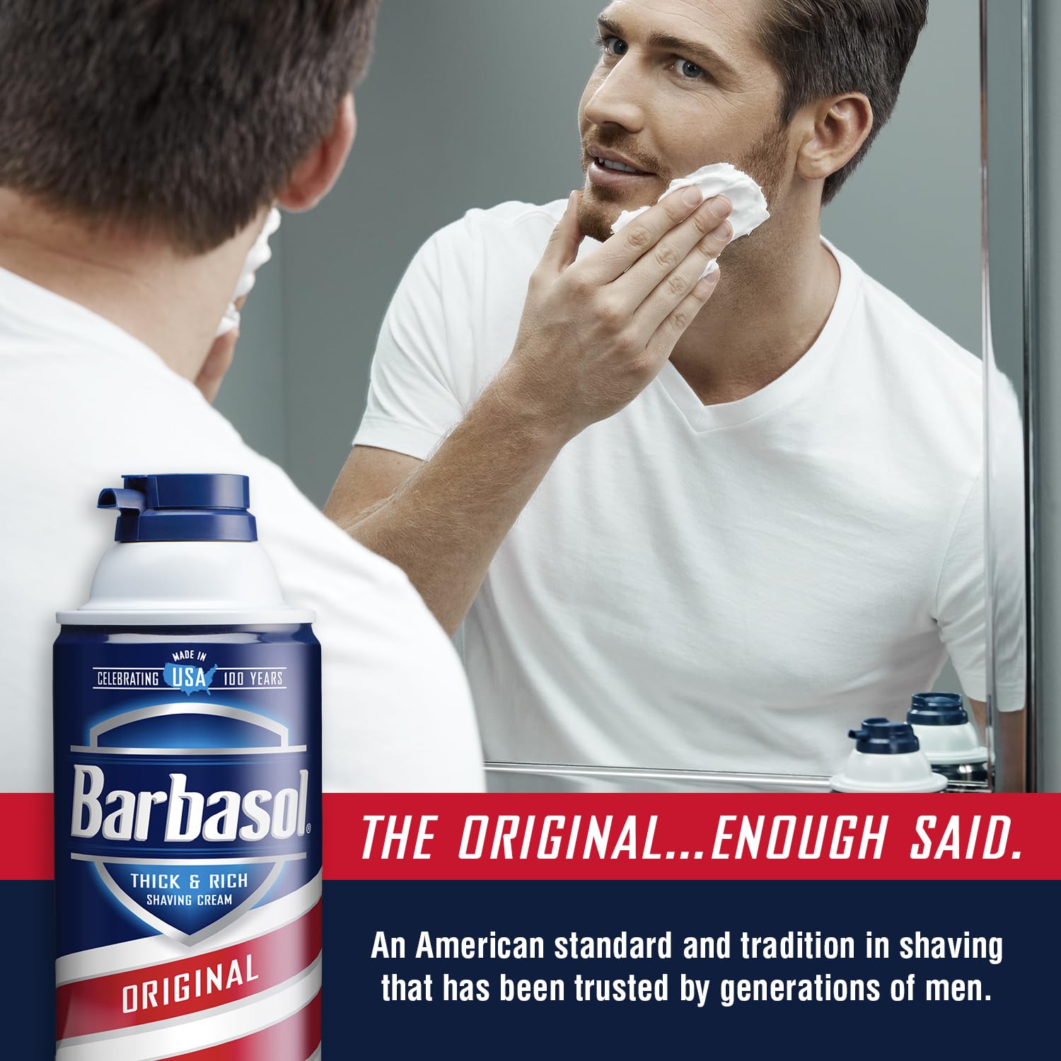 Barbasol Original crème de rasage emballage robuste avec fond en aluminium résistant à la rouille