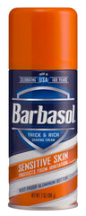 Barbasol crème rasage peau sensible, mousse crémeuse qui glisse facilement.