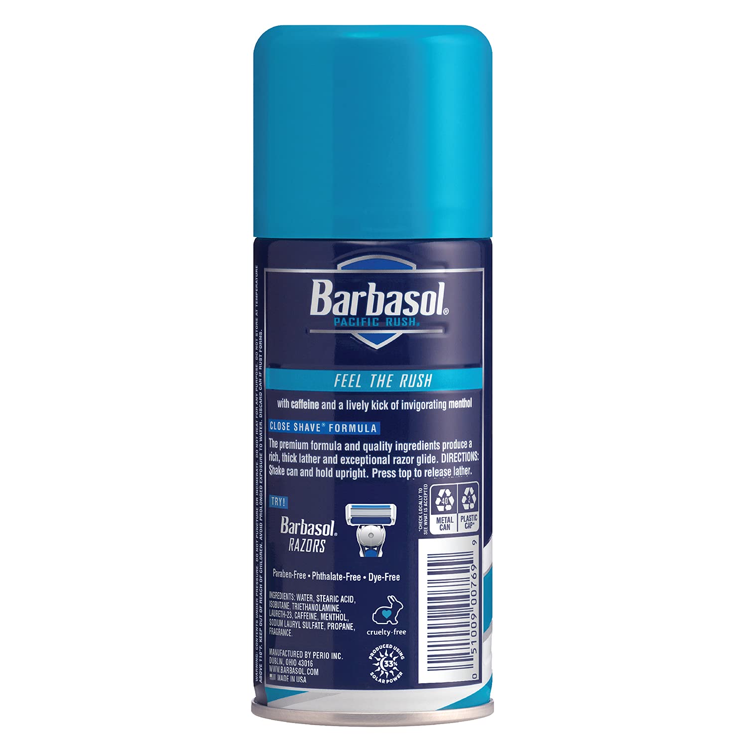 Barbasol Pacific Rush mousse dense protège la peau pendant le rasage