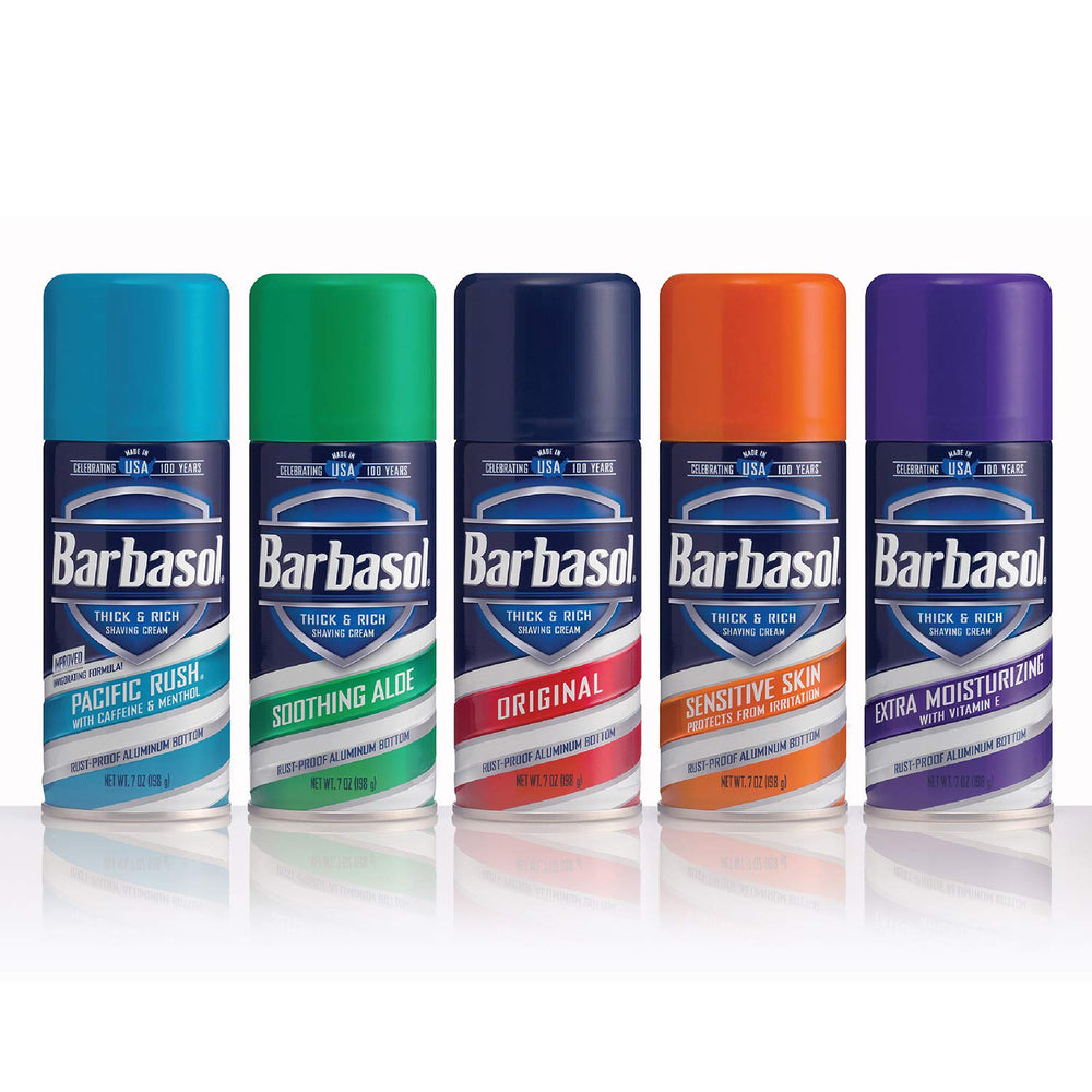 Barbasol Pacific Rush menthol et caféine apportent une sensation revigorante