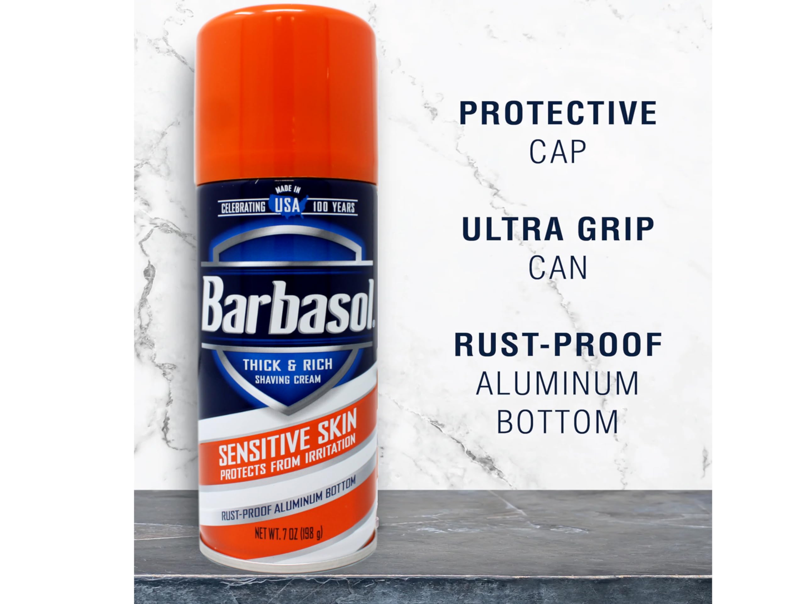 Pack trois canettes Barbasol, solution économique pour le rasage.