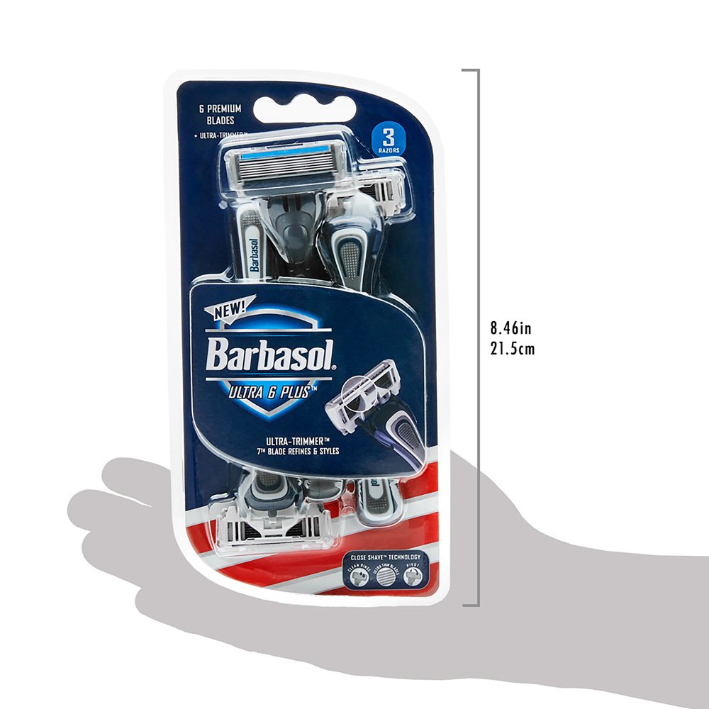 Barbasol Ultra 6 Plus pack de 3, pratique pour les voyages.
