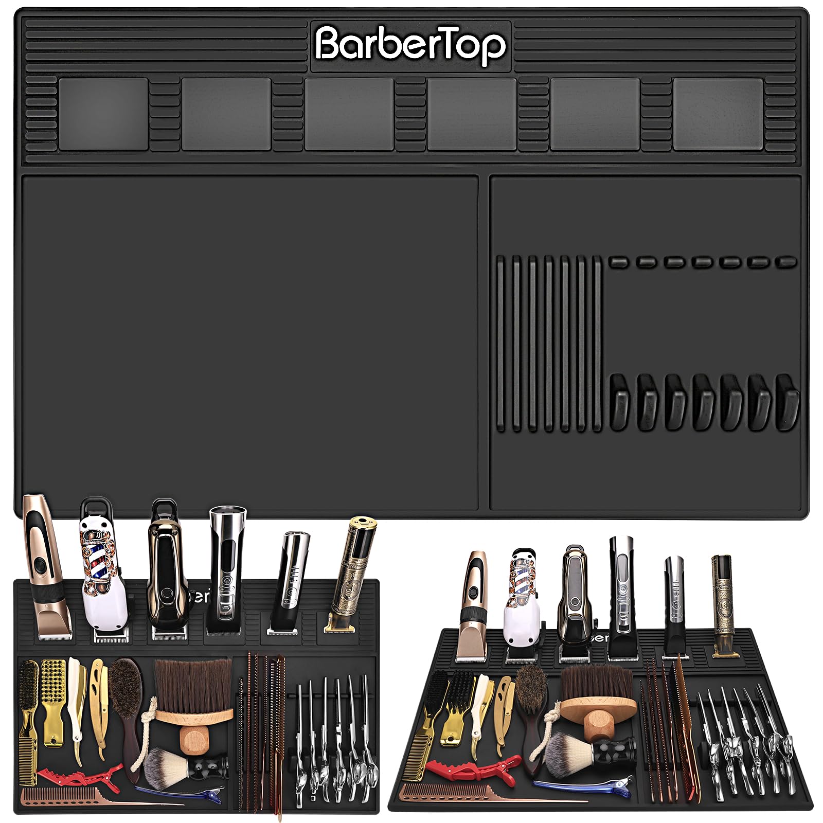 BARBERTOP tapis aimants pour tondeuses offrant maintien sûr et accès rapide.