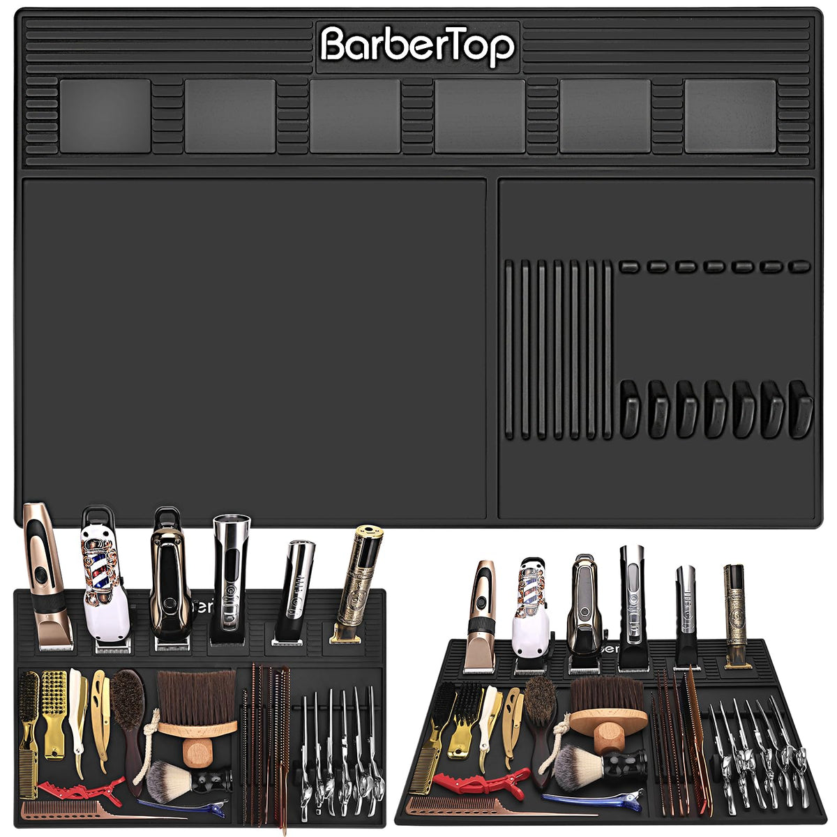 BARBERTOP tapis aimants pour tondeuses offrant maintien sûr et accès rapide.