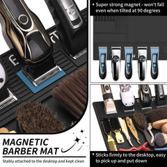 BARBERTOP tapis emplacements ciseaux et peignes pour organisation efficace.