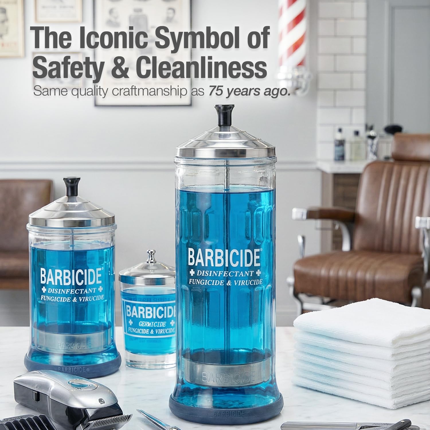 BARBICIDE couvercle inox – fermeture durable pour utilisation quotidienne.