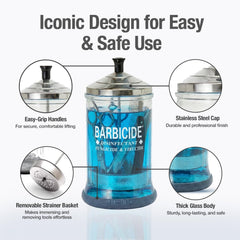 BARBICIDE poignée anti-splash, immersion précise et sûre des outils.