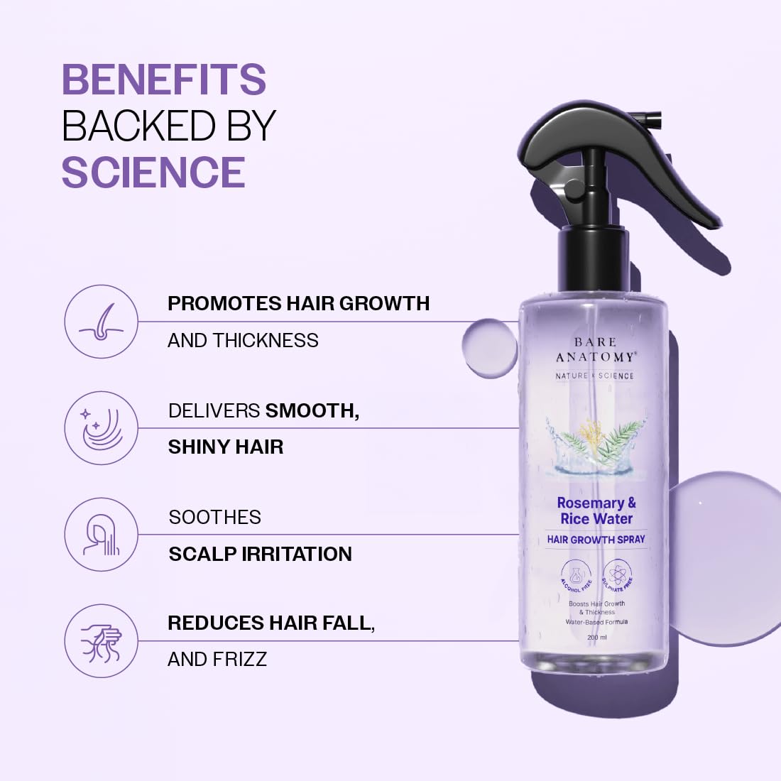 Bare Anatomy Nature x Science – Spray pour cheveux épaissis, douceur et brillance.