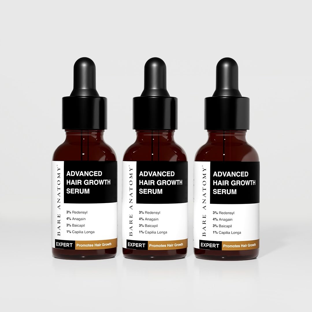 Sérum Bare Anatomy avancé pour la croissance des cheveux, densité améliorée, bouteille-pompe.